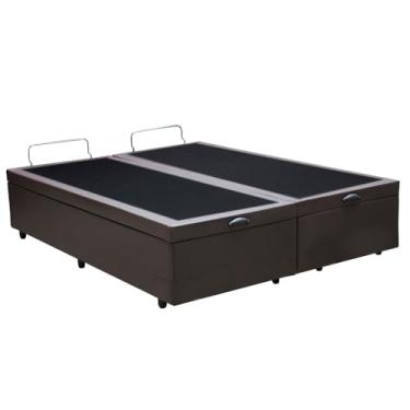 Imagem de Santo Box, Base Box Bau Casal Bipartido Premium Santo Box Sintético 47x138x188 Cor:Marrom