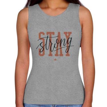 Imagem de Regata Feminina Stay Strong - Foca na Moda, Cinza, GG