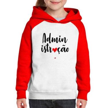 Imagem de Moletom Infantil Administração por amor - Foca na Moda, Branco, Vermel