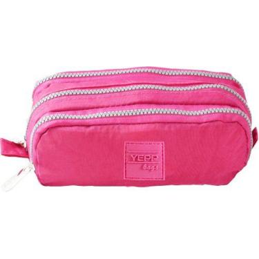 Imagem de Estojo Escolar Triplo Nylon Yepp MB13054-E, Rosa