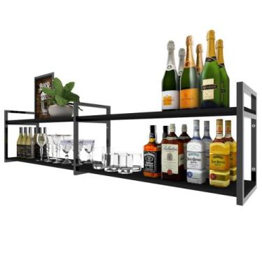 Imagem de Aparador Prateleira industrial cantinho cafe preto escritorio carrinho