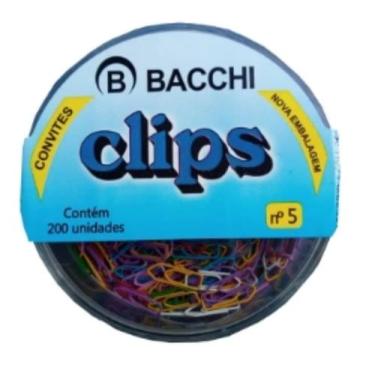 Imagem de Clips Mini Nº 5 Colorido Caixa Com 200 Unidades Bacchi
