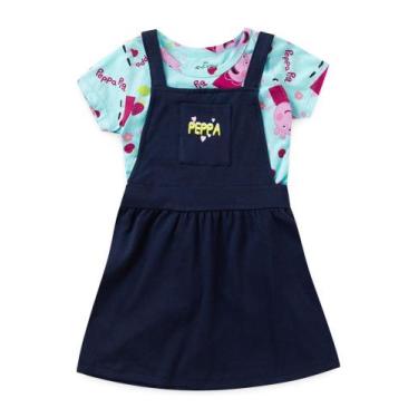 Imagem de SALOPETE FEMININA INFANTIL MAÇÃS  azul - Magalu