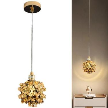 Imagem de Pendente Luminária Dourado Aramado Cristal Alto Brilho Moderno Provenç