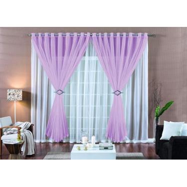 Imagem de Cortina Paula para Sala e Quarto em Tecido Voal 3,00x2,80 - Rose Jordã