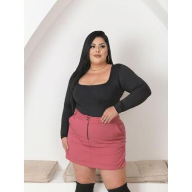 Imagem de Shorts Saia Feminino Em Alfaiataria Plus Size - luh may, P, Rosa claro