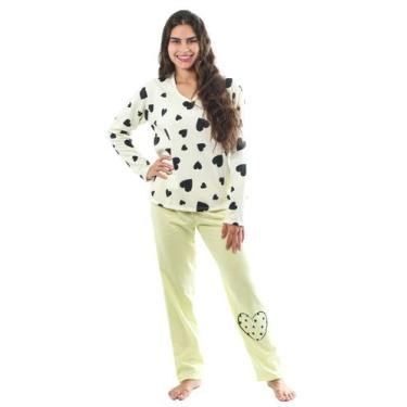 Imagem de Pijama Feminino Longo Adulto Feminino Blusa e Calca Flanelad - Empório