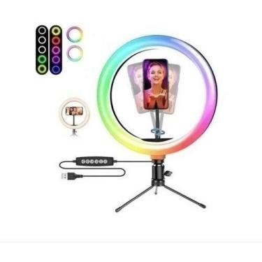 Imagem de ring light Kit youtuber videos suporte selfie iluminação 8 polegadas +