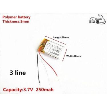 Imagem de (1pcs)bateria 3 Fios  502030 C/ 250mah 5mmx20mmx30mm 3,7v - - KMIG