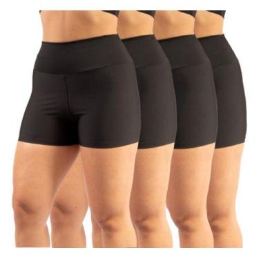 Imagem de Kit 4 Short Fitness Curto Feminino Suplex Cintura Alta Forte - Rivas, 