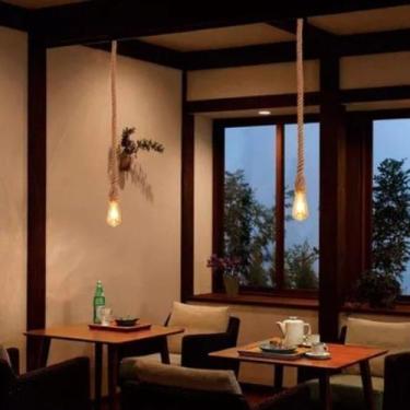 Imagem de Luminária Pendente  Corda Rústico 1,80cm Designer Bivolt  - CTB, Bivol