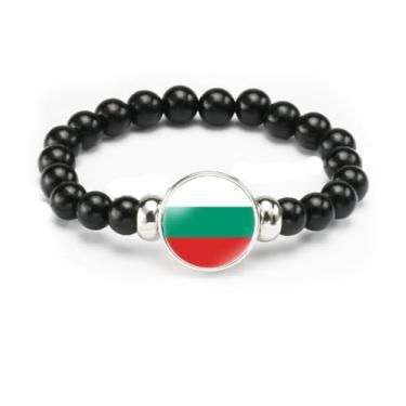 Imagem de vmcoatdu Pulseira de bandeira nacional com contas de corda elástica apoia seu país viagem lembrança presentes para homens e mulheres, One size, Liga metálica, Vidro