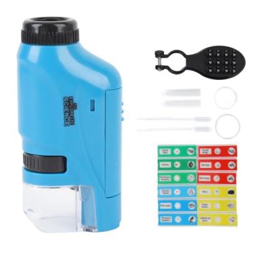 Imagem de Kit de Microscópio Infantil, Kit Educacional de Microscópio Com Lente de Alta Definição, Portátil para Experimentos Científicos Escola Em Casa (Azul)