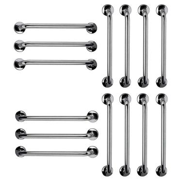 Imagem de Barra de Apoio 60cm Aço Inox Kit 14 Unidades Banheiro Box Idoso Gestante Cadeirante Deficiente Acessibilidade Suporte Escada Corrimao