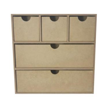 Imagem de Organizador Liso 5 Gavetas 30cm Mdf Madeira - ATACADÃO DO ARTESANATO M
