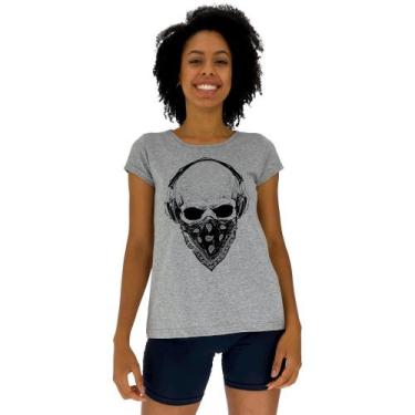 Imagem de Camiseta Babylook Feminina MXD Conceito Caveira Gangster, GG, Feminino