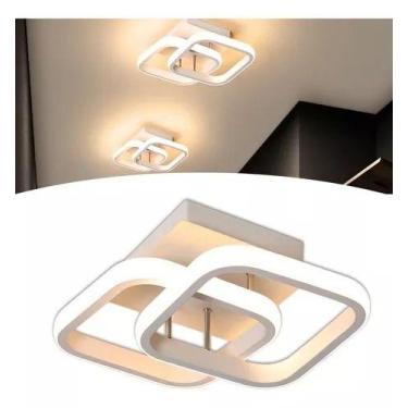 Imagem de Plafon Luminária Led Moderno Duplo Quadrado Branco 22W - GENÉRICA