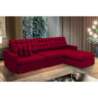 Imagem de Sofá Berlin 3.85x1.70m com Chaise Super Pillow Top - Vinho - Sofistica