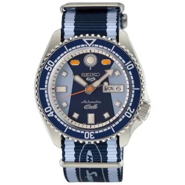 Imagem de SEIKO SRPK37 5 Sports Honda Supecub Edição Limitada - Mostrador Azul Escuro e Pulseira de Nylon Azul Claro 100 metros Resistente à Água, Azul, Moderno