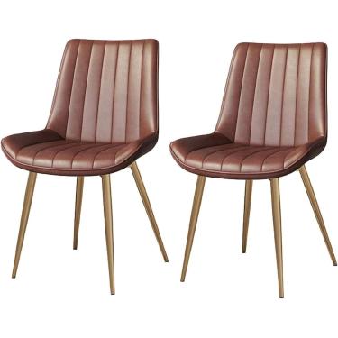 Imagem de Conjunto de 2 cadeiras de jantar de cozinha, cadeiras laterais de couro para sala de estar, cadeiras modernas para sala de jantar (d), e