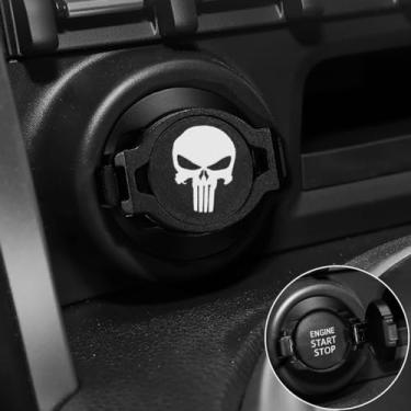 Imagem de Capa de botão de arranque, acessórios de pressão para ligar do motor do carro, capa de botão de ignição do carro, capa decorativa do botão de parada do motor de carro, design flip-top, adequado para