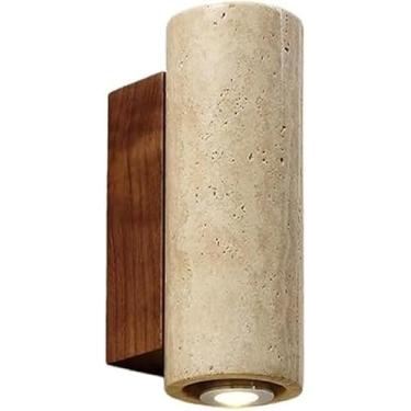 Imagem de Luminária de parede retrô amarela de travertino do norte da Europa, luminária de parede de luxo E26/E27, base de arandela, personalidade, quarto, cabeceira, sala de jantar, luz de parede par