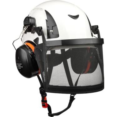 Imagem de Malta Dynamics Kit Arborist | Kit de capacetes florestais | Capacete com protetor facial de malha e protetores de ouvido montados | Capacete tipo 2 | Branco | ANSI Z89.1-2014 Tipo 2 Classe C, EN12492