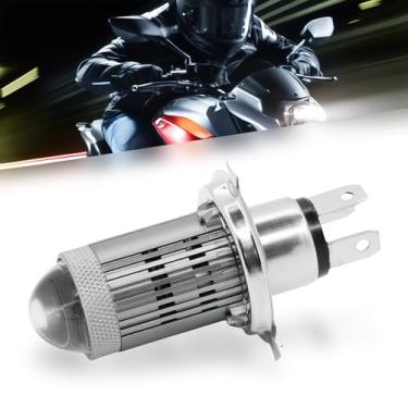 Imagem de PLUSBEAM Lâmpada de motocicleta H4 super brilhante feixe alto 6000K feixe baixo 3000K, 32W Plug and Play âmbar e branco, pacote com 1