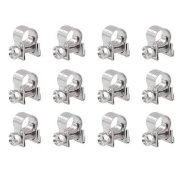 Imagem de 12 Pcs Mini Linha de Injeção de Combustível Aço Inoxidável Ajustável 8-10mm Faixa Braçadeira de Mangueira para Tubo de Gasolina Diesel Encanamento Automotivo (8-10mm)(7-9mm)