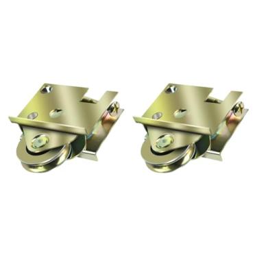 Imagem de Ｂｅｓｇａ 2 pçs porta deslizante do pátio rolos porta rodas conjunto de aço ferragem rodízios substituição suave fácil instalação polia da porta