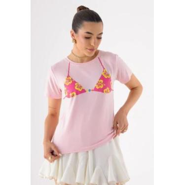 Imagem de Camiseta Tshirt Feminina Biquini Cortininha - geb, Rosa bebê, Único