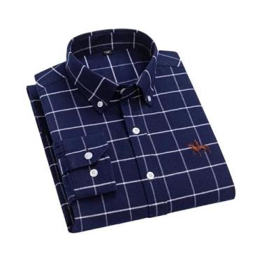 Imagem de Camisa Masculina Oxford de Algodão Bordada - Manga Longa - Tamanhos Gr