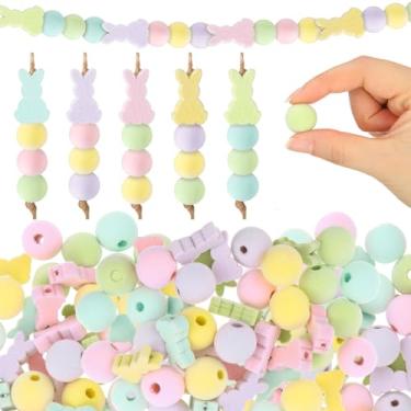 Imagem de Cinnvoice 240 peças de contas de madeira de Natal com barbante homem de gengibre boneco de neve quebra-nozes guirlanda de Natal artesanato DIY contas redondas para Natal, festa de inverno, casa de