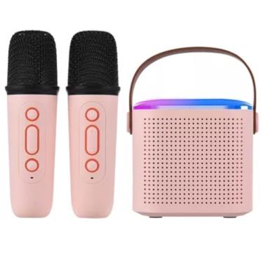 Imagem de Caixa Som Com Microfone Infantil Caixinha Bluetooth Sem Fio Karaokê (Rosa)