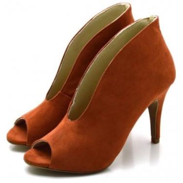 Imagem de Sandália Ankle Boot Moda Casual Confortavel Passeio Feminina Aberto Salto Fino Bico Redondo