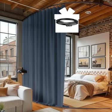 Imagem de Cortinas divisórias de quarto com trilho de teto, 95% blackout cortinas de teto com redução de ruído kits de sistema de cortina de privacidade, 2,5 m de largura x 2,4 m de altura, cinza escuro, 1