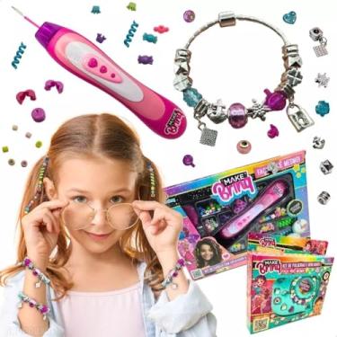 Imagem de Kit De Beleza Infantil para Criança Pulseira Berloque e Miçanga Presente Menina 7 anos + Brinquedo Aplicador de Cabelo terere acessórios pingentes