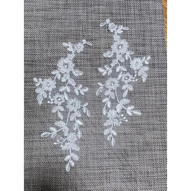 Imagem de #152 branco, dois pares (4 peças) apliques bordados, apliques de renda, vestido de casamento faça você mesmo, roupas artesanais, jeans, jaquetas, bolsas, decoração de véu