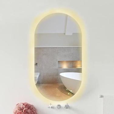 Imagem de Espelho Lapidado Oval Iluminado com led quente - 50x80cm - Woodglass