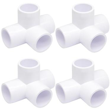 Imagem de Litoexpe 4 peças 1/2 polegada 4 vias PVC encaixe cotovelo grau móveis conector de cotovelo para tubo para prateleira de PVC DIY, estrutura de armazenamento