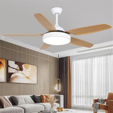 Imagem de Nórdico Moderno LED Ventilador Luz Moda Luxo Sala De Estar Restaurante Quarto Estudo Hotel Villa Ventilador De Teto Luz Remota Ventilador Elétrico (Estilo 5)