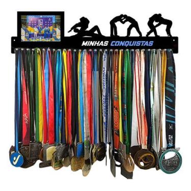 Imagem de Porta Medalhas Jiu Jitsu Masc Portaretrato Até 100 Medalhas - QUADRO D
