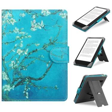 Imagem de HoYiXi Capa universal compatível com Kobo/Pocketbook/TolinoKindle Paperwhite/Kobo Clara HD/Kobo Clara HD/Kobo Clara 2E capa de couro com suporte para e-book de 16 a 6,8 polegadas, flor