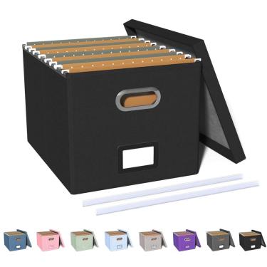 Imagem de Caixa organizadora de arquivos Oterri Filing com tampa para carta/legal preta