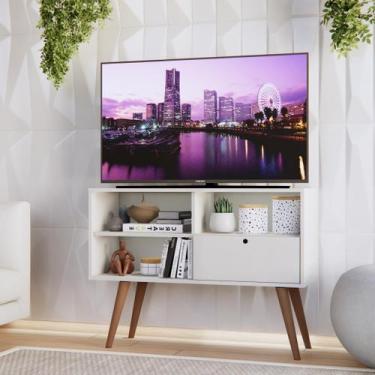 Imagem de Rack para Sala Televisão Até 50 Polegadas Pés Madeira Multiuso TV - Mó