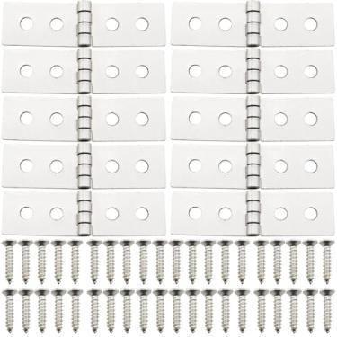 Imagem de DGZZI Dobradiça dobrável de aço inoxidável com parafusos 15 x 54,5 mm, dobradiça de folha de ferro para conserto de janela de porta, caixa de artesanato mini dobradiça