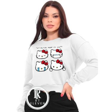 Imagem de Moletom Feminino Hello Kity Modelo Gola Careca Blusa de frio Linha Pre
