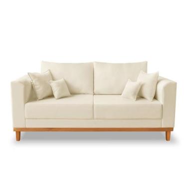Imagem de Sofá Viena Beny 3 Lugares Com Base de Madeira Suede Bege - Madeira Pri