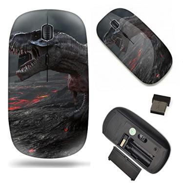 Imagem de Mouse sem fio fino de 2,4 G com nano receptor, mouse óptico móvel portátil para notebook, PC, laptop, computador, MacBook - dinossauro e erupção vulcânica
