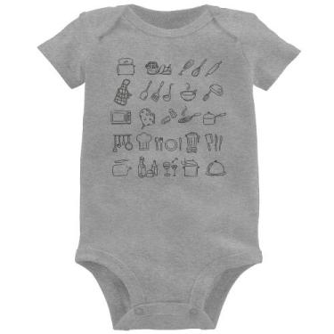 Imagem de Body Bebê Cozinha Elementos - Foca na Moda, Cinza, GG